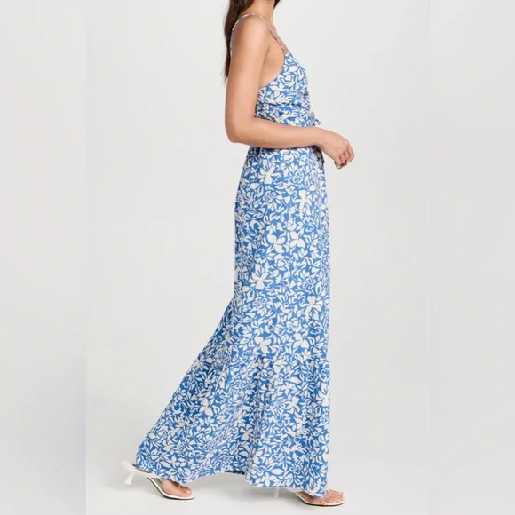 Z Supply Blue and White Floral Cutout Maxi Dress - Picture 3 of 8
